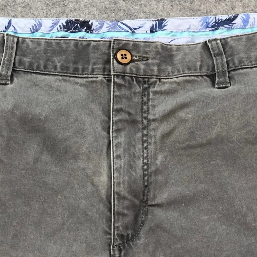 Tommy Bahama Mens Chino Shorts 38 Gray Tropical Waistband Casual Beach